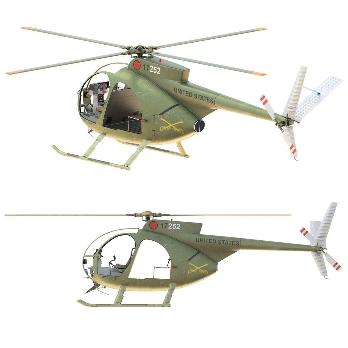 OH-6 MD-500 helicopter rendering