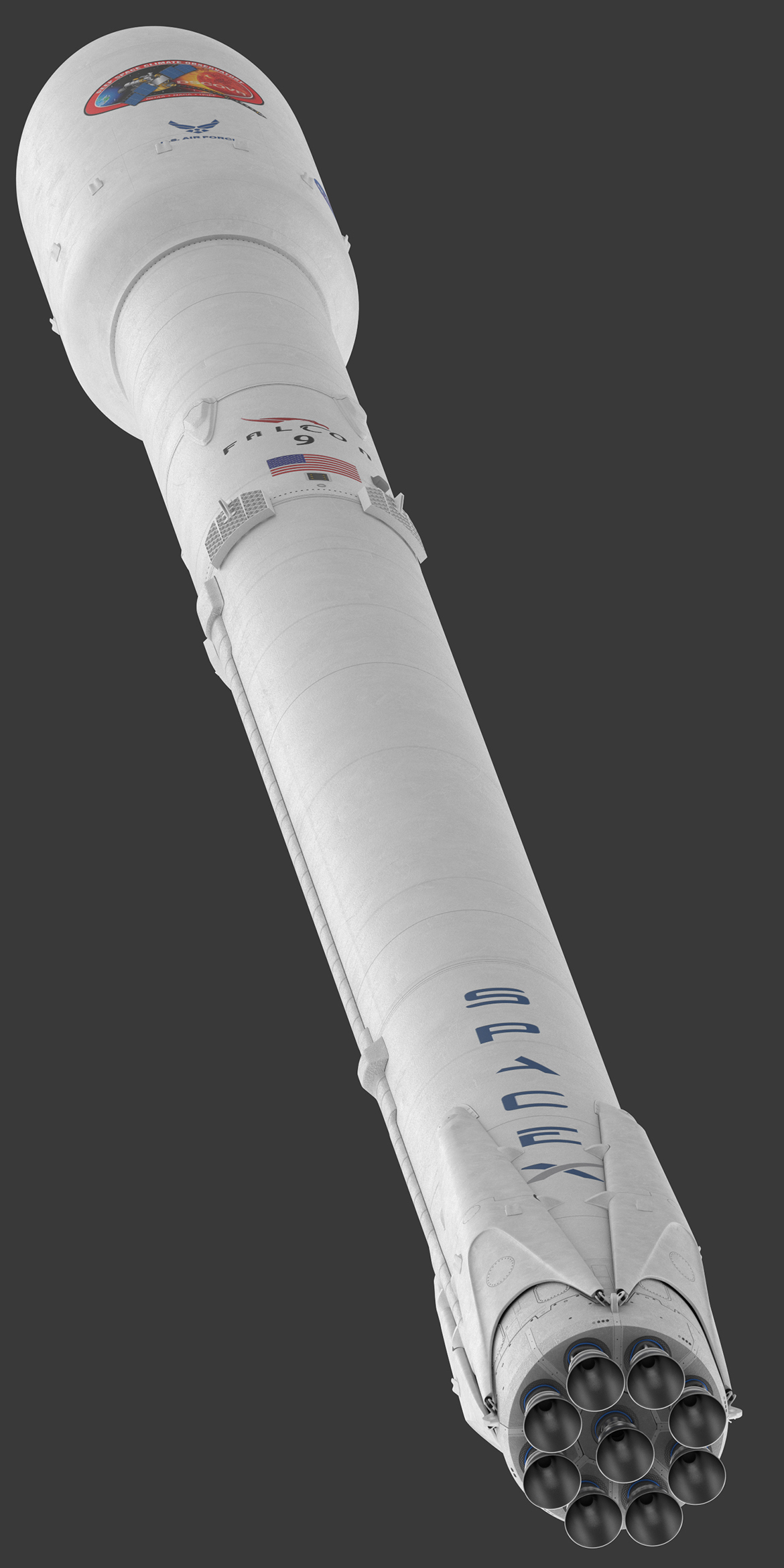 Falcon 9 spacex full rocket with stages