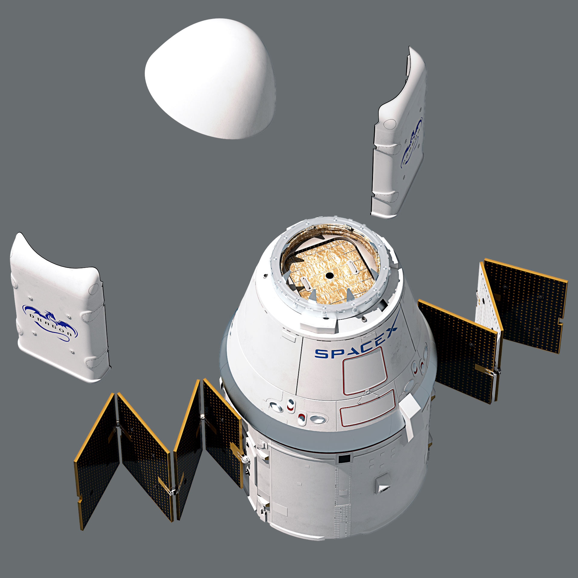 dagon spacex capsule module rendering 3d model